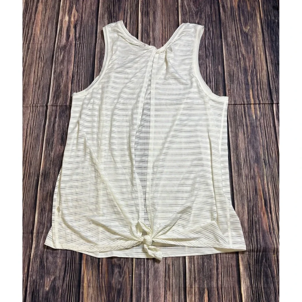 Lululemon Meet Halfway Tank Top Womens Striped White Size 8 Open Back Tie Back